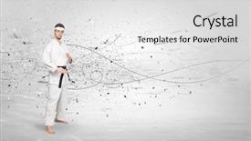  Presentation with train the trainer - Presentation theme having doing karate tricks with chaotic background and a white colored foreground