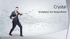  Presentation with train the trainer - PPT theme featuring doing karate tricks with chaotic background and a sky blue colored foreground