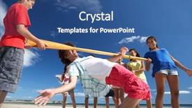  Presentation with teenagers - Colorful PPT layouts enhanced with doing limbo dance on beach backdrop and a ocean colored foreground