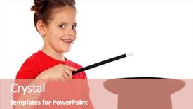  Presentation with performer - PPT layouts having doing magic with a top background and a coral colored foreground