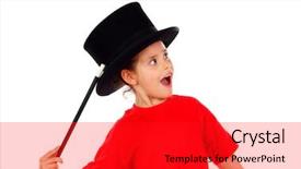  Presentation with pretty girl - PPT layouts having doing magic with a top background and a red colored foreground