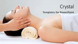  Presentation with masseur doing massage spa - Presentation featuring doing massage on woman face background and a light gray colored foreground