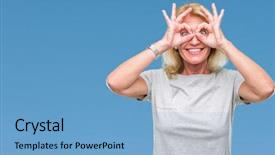  Presentation with tongue - Beautiful presentation featuring doing ok gesture like binoculars backdrop and a light blue colored foreground