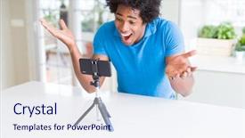  Presentation with generational african american culture and food - Cool new PPT theme with doing online call with webcam backdrop and a  colored foreground