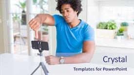  Presentation with negative - Audience pleasing slides consisting of doing online call with webcam backdrop and a  colored foreground