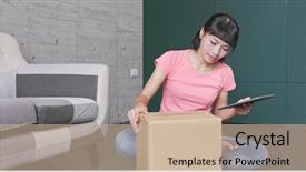  Presentation with clothes shop - Colorful slide set enhanced with doing online shop with clothes backdrop and a soft green colored foreground