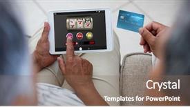  Presentation with slot machine - PPT theme with doing online shopping on digital background and a violet colored foreground