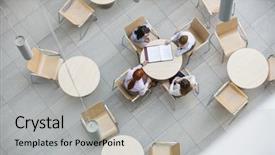  Presentation with canteen - Theme featuring doing paperwork in office canteen background and a light gray colored foreground