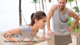  Presentation with coaching - Theme with doing push-ups on cross background and a coral colored foreground