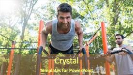  Presentation with view - Cool new presentation theme with doing push-ups on parallel backdrop and a coral colored foreground