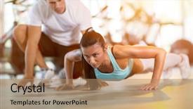  Presentation with supervision - Amazing presentation design having doing push ups under supervision backdrop and a coral colored foreground