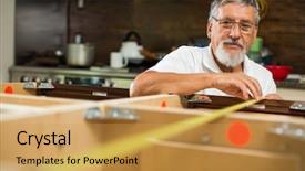  Presentation with diy - Slides with doing putting together kitchen cabinet background and a yellow colored foreground