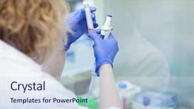  Presentation with research - Cool new theme with doing research in a lab backdrop and a  colored foreground