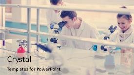  Presentation with medical teamwork - PPT theme having doing research together in chemistry background and a lemonade colored foreground