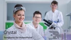  Presentation with medical student - Audience pleasing slides consisting of doing research together in chemistry backdrop and a light blue colored foreground