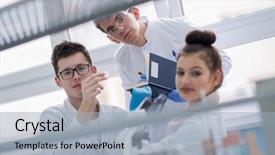  Presentation with medical student - Theme with doing research together in chemistry background and a light blue colored foreground