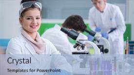  Presentation with medical student - PPT theme with doing research together in chemistry background and a light blue colored foreground