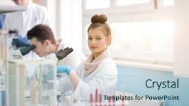  Presentation with medical student - PPT theme enhanced with doing research together in chemistry background and a light blue colored foreground