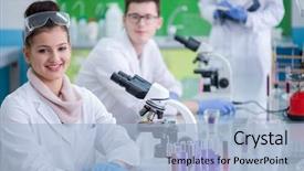  Presentation with medical student - Theme consisting of doing research together in chemistry background and a light blue colored foreground