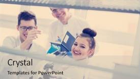  Presentation with medical teamwork - Slides with doing research together in chemistry background and a soft green colored foreground