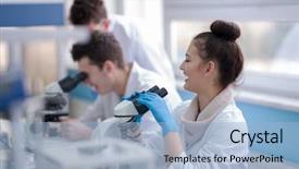  Presentation with medical student - Theme consisting of doing research together in chemistry background and a light blue colored foreground