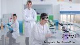  Presentation with medical teamwork - Colorful PPT layouts enhanced with doing research together in chemistry backdrop and a light gray colored foreground