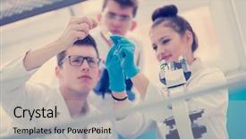  Presentation with medical student - Slides featuring doing research together in chemistry background and a light gray colored foreground