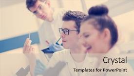  Presentation with medical teamwork - Slides with doing research together in chemistry background and a lemonade colored foreground