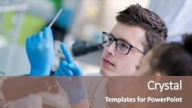  Presentation with medical student - Audience pleasing slides consisting of doing research together in chemistry backdrop and a violet colored foreground