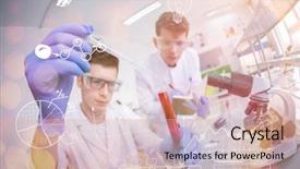  Presentation with medical student - Colorful slide deck enhanced with doing research together in chemistry backdrop and a soft green colored foreground