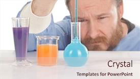  Presentation with computational chemistry science biology medicine - PPT layouts featuring doing science experiment chemistry liquid background and a lemonade colored foreground