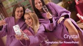  Presentation with three - Presentation theme having doing selfy on bachelorette party background and a violet colored foreground
