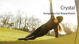  Presentation with black woman - Beautiful PPT layouts featuring doing side plank with prosthesis backdrop and a  colored foreground