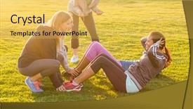  Presentation with sporty - Presentation design having doing sit ups during fitness background and a yellow colored foreground