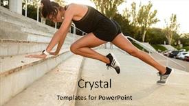  Presentation with exercise kids kid doing fitness - Slide deck having doing sport exercises on stairs background and a lemonade colored foreground