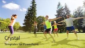  Presentation with boot camp - PPT theme with doing squats at boot camp background and a yellow colored foreground