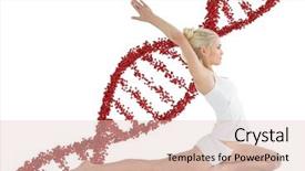  Presentation with stretching - PPT theme having doing stretching with red dna background and a lemonade colored foreground