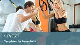  Presentation with suspension - Beautiful slide deck featuring doing suspension training with fitness backdrop and a ocean colored foreground