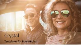  Presentation with test - PPT theme featuring doing test drive in car background and a coral colored foreground