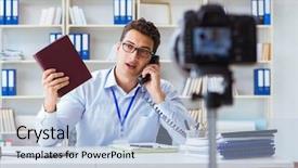  Presentation with writing education female writer - Cool new slides with doing webcast on new book backdrop and a light blue colored foreground