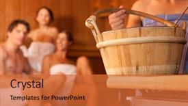 Presentation with women of faith - PPT layouts featuring doing wellness in the sauna background and a red colored foreground