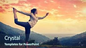  Presentation with waterfall woman - Colorful slides enhanced with doing yoga asana natarajasana - lord backdrop and a ocean colored foreground