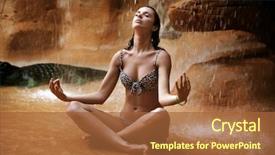  Presentation with waterfall woman - Beautiful presentation featuring doing yoga exercise under waterfall backdrop and a red colored foreground
