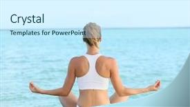 Presentation with yoga - Audience pleasing presentation design consisting of powtoon - back view of woman doing backdrop and a cool aqua colored foreground