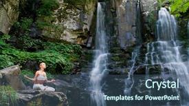  Presentation with waterfall woman - Audience pleasing presentation consisting of doing yoga in a wonderful backdrop and a ocean colored foreground