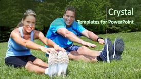  Presentation with healty - Theme enhanced with doing yoga in park healty background and a tawny brown colored foreground