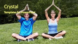  Presentation with healty - Amazing slide set having doing yoga in park healty backdrop and a tawny brown colored foreground