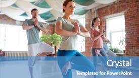  Presentation with healthy lifestyle - Amazing slide set having doing yoga in tree pose backdrop and a teal colored foreground