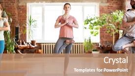  Presentation with healthy lifestyle - Colorful PPT theme enhanced with doing yoga in tree pose backdrop and a coral colored foreground