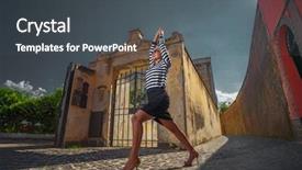  Presentation with warrior woman - Presentation theme enhanced with awana - beautiful sporty fit blond young background and a dark gray colored foreground